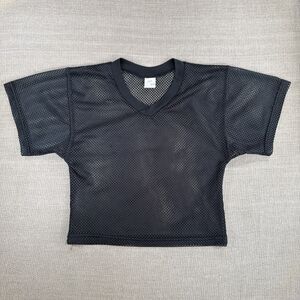 1990s Vintage Mesh Football Practice Distressed Grunge Cropped Jersey YOUTH M